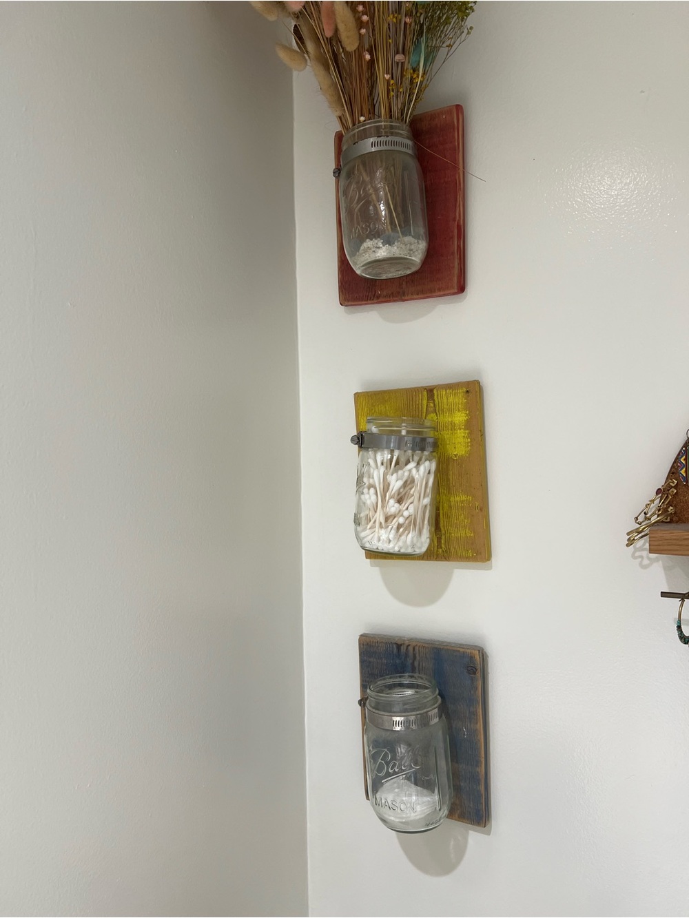 Rustic Red, Yellow & Blue Mason Jar Wall Decor Set
